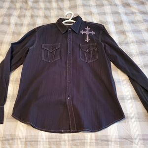 Men Large black dress shirt